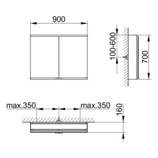 Зеркальный шкаф Keuco Royal Modular 800211090100300 90 см
